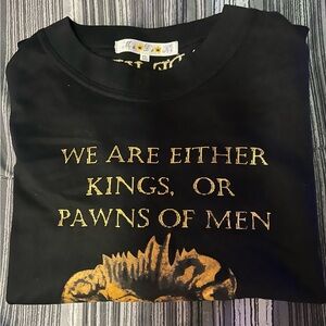 Black Graphic Tee with Gold Text